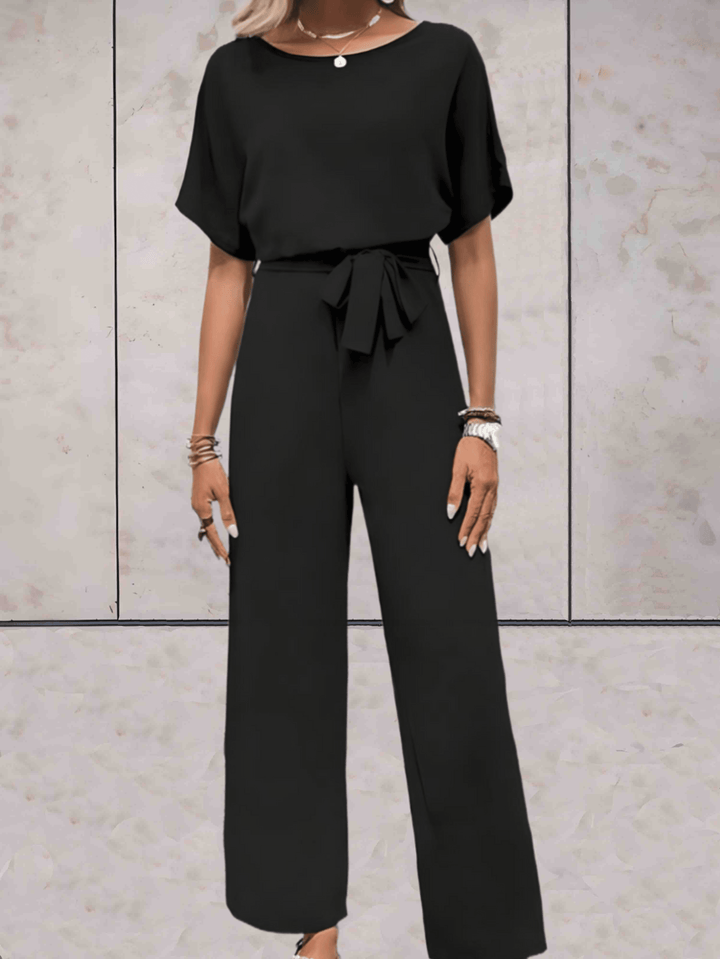 Noa | Women's Wide-Leg Jumpsuit Short Sleeve Belted Casual Playsuit
