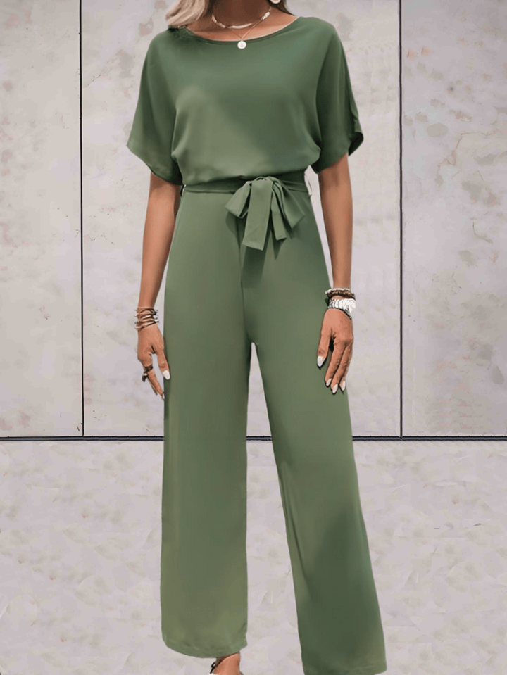 Noa | Women's Wide-Leg Jumpsuit Short Sleeve Belted Casual Playsuit