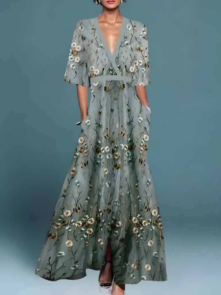 Laure™ | Elegant Floral Wrap Dress