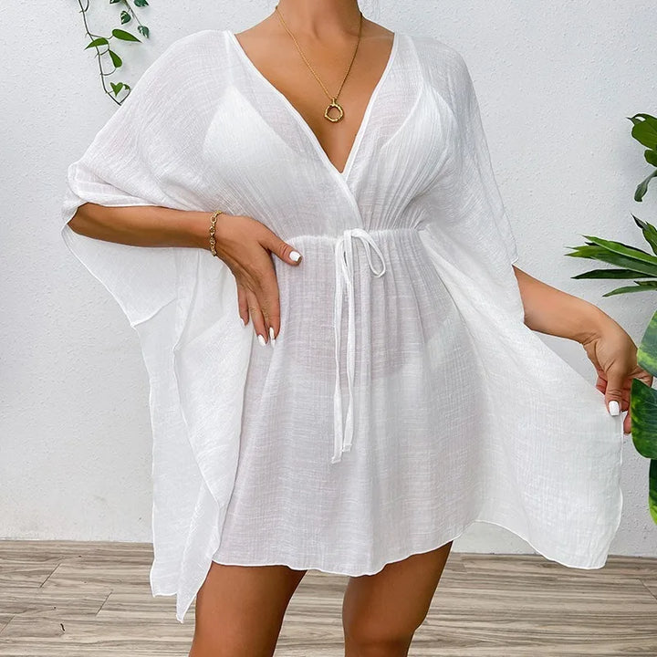Elona | Summer Beachy Cover Up BIKINI Women Beach Dress Cover-Ups Swimsuit Fashion Loose Solid Beachwear Bathing Suit