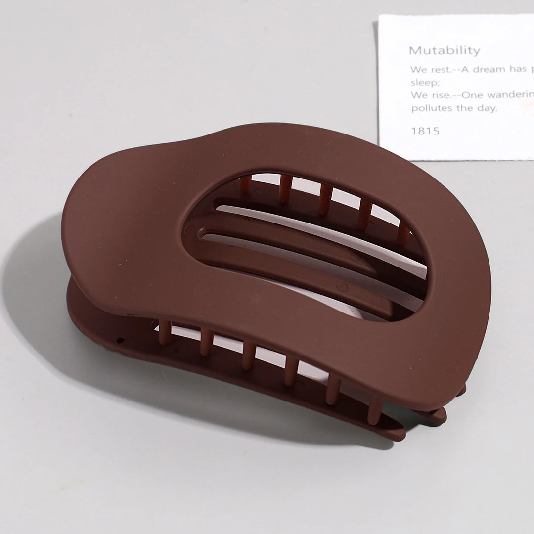 Brenda™ | Fashion Oval Flat Hair Claw Clips for Women Matte Duckbill Clip Back-of-Head Bun Hair Accessories Simple Clip Hair Ornament