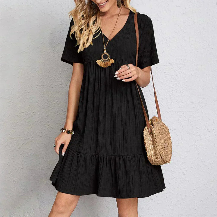 Audrey | Trendy Boho Ruffle Hem Mini Dress