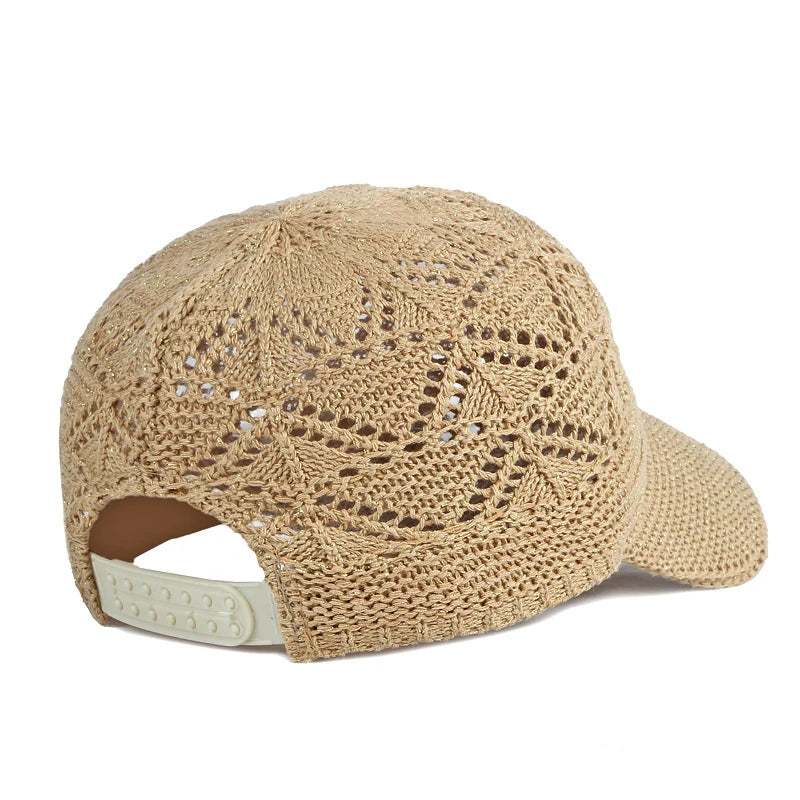 Tess™ | Summer Women Hollow Baseball Cap Breathable Knitting Caps Holiday Mesh Hats Adjustable Cap Sun Hat Gorras