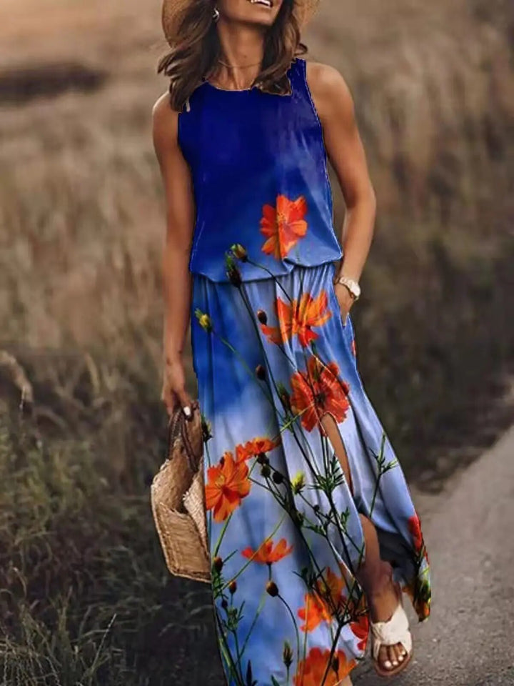 Iris | Women's Floral Two-Piece Crop Top & Maxi Skirt Set