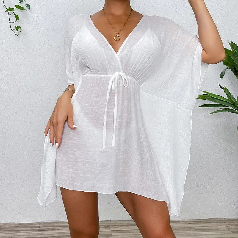 Elona | Summer Beachy Cover Up BIKINI Women Beach Dress Cover-Ups Swimsuit Fashion Loose Solid Beachwear Bathing Suit