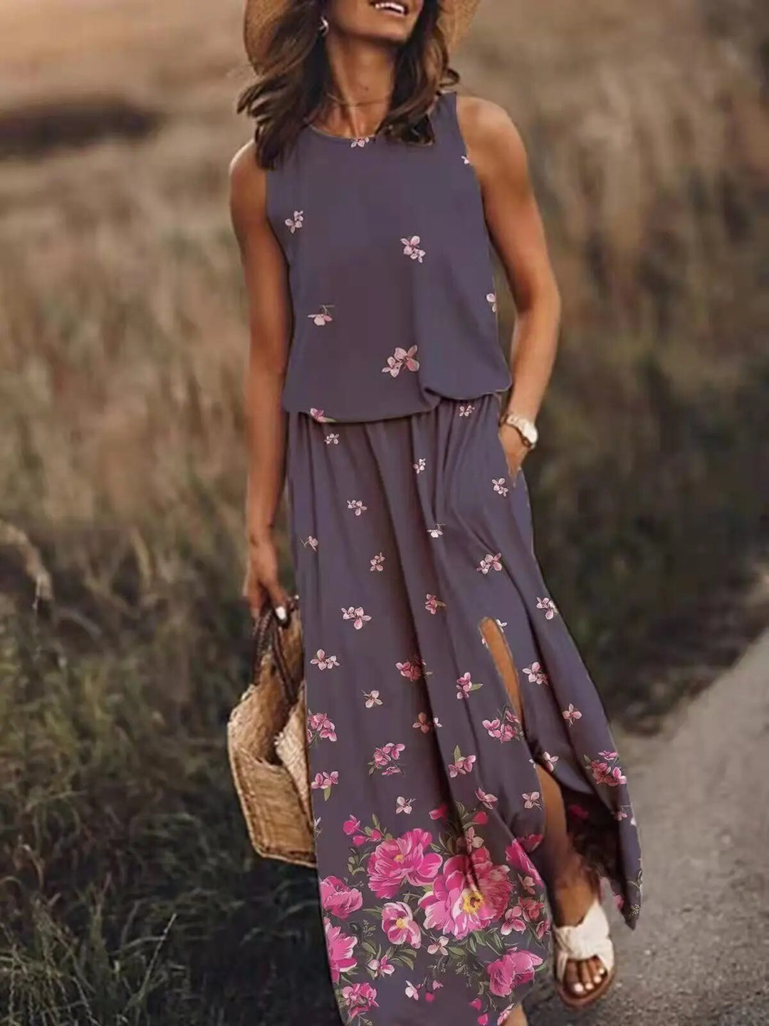 Iris | Women's Floral Two-Piece Crop Top & Maxi Skirt Set