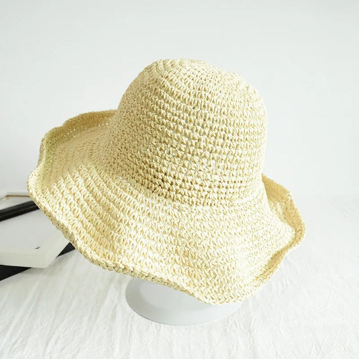 Meadow™ | Beach Hat Women's Sunscreen Cap Simple Women's Panama Straw Hat Summer Sun Hat for Women Lady Foldable Travel Caps 10cm Brim Floppy