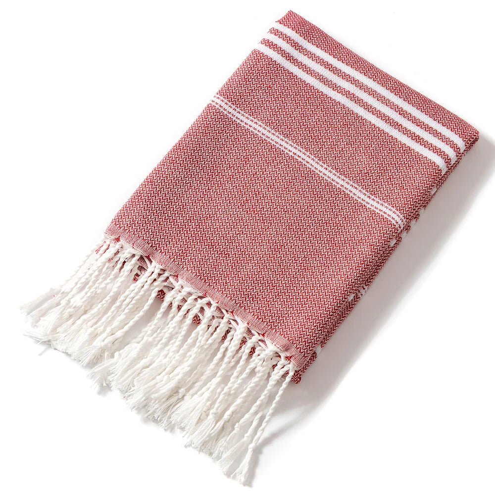 Joanna | Holiday Towels with Tassel, Striped Bath Towels