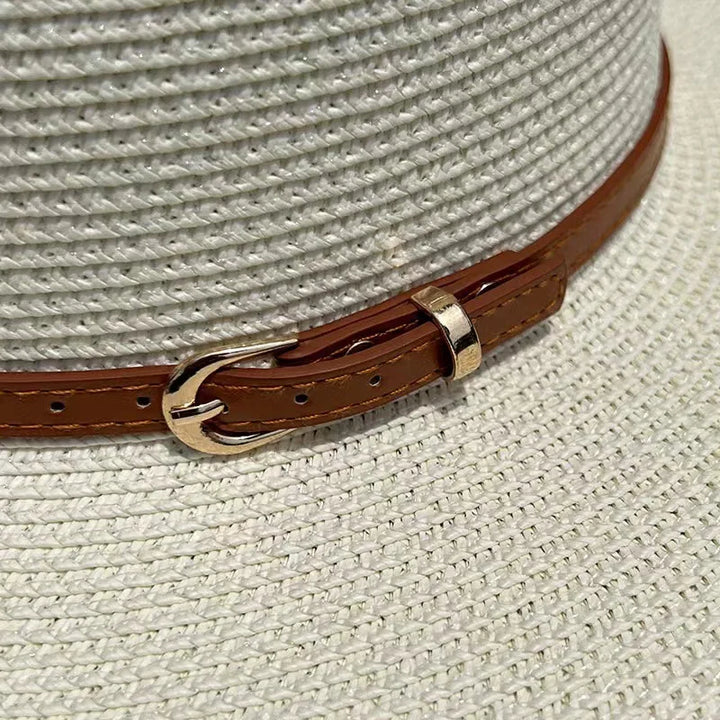 Nia™ | New Fashion Straw Hat Women Wide Brim Sun Protection Beach Hat Bow Straw Cap Casual Ladies Flat Top Panama Hat