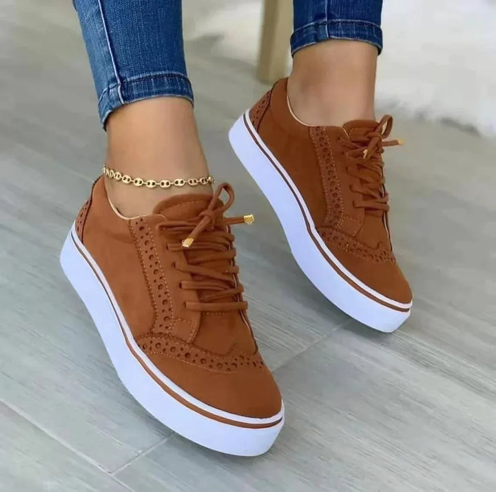 Billie | Women's Flatform Sneakers Lace Up Brogue Detail Casual Shoes