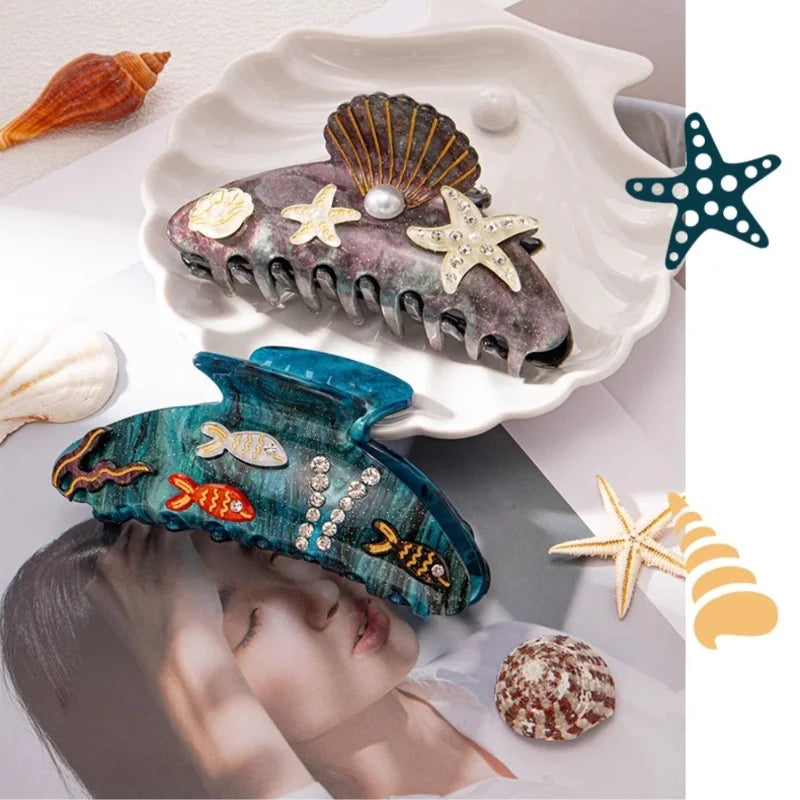 Marlee™ | Beach Starfish Series Collection Hair Claw Colorful Fish Seaweed Starfish Crab Hair Clip Shark Clip for Woman Hair Accessory