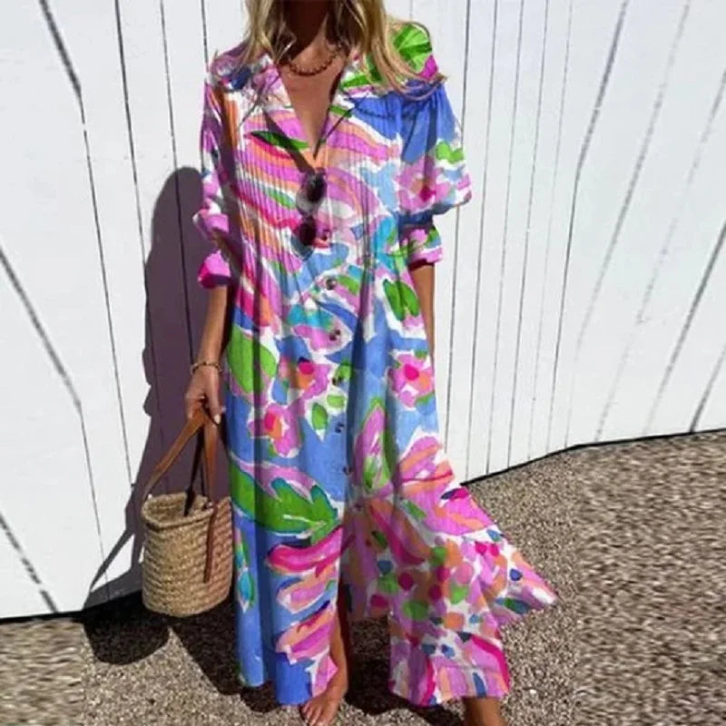 Aspen | Women's Floral Button-Front Maxi Dress