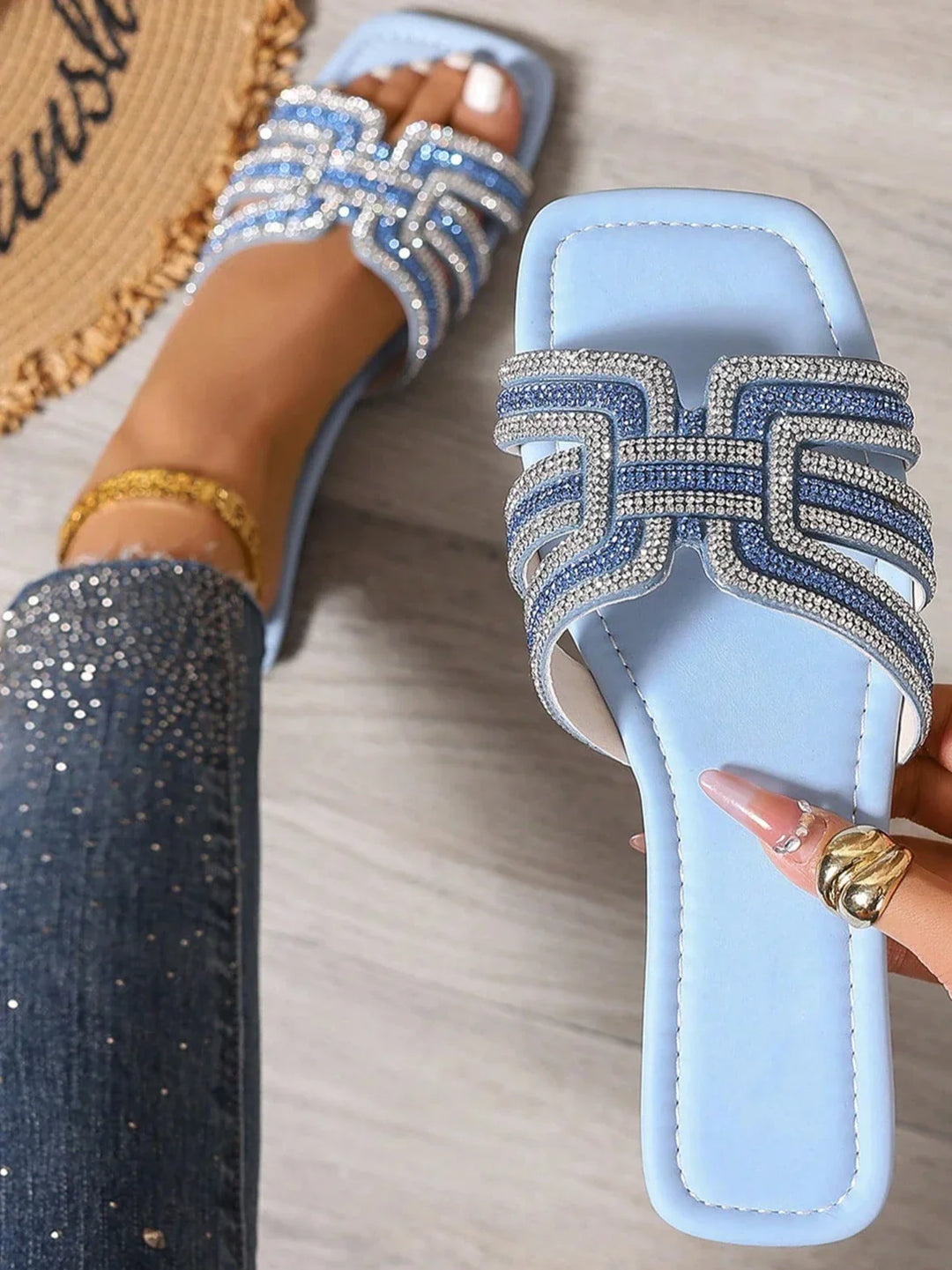 Aria™ | Crystal Slide Sandals