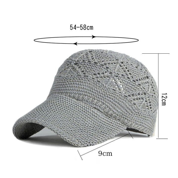 Tess™ | Summer Women Hollow Baseball Cap Breathable Knitting Caps Holiday Mesh Hats Adjustable Cap Sun Hat Gorras