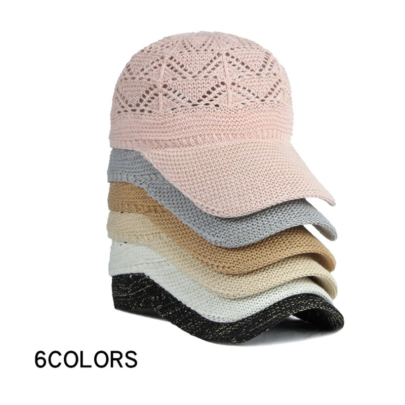 Tess™ | Summer Women Hollow Baseball Cap Breathable Knitting Caps Holiday Mesh Hats Adjustable Cap Sun Hat Gorras