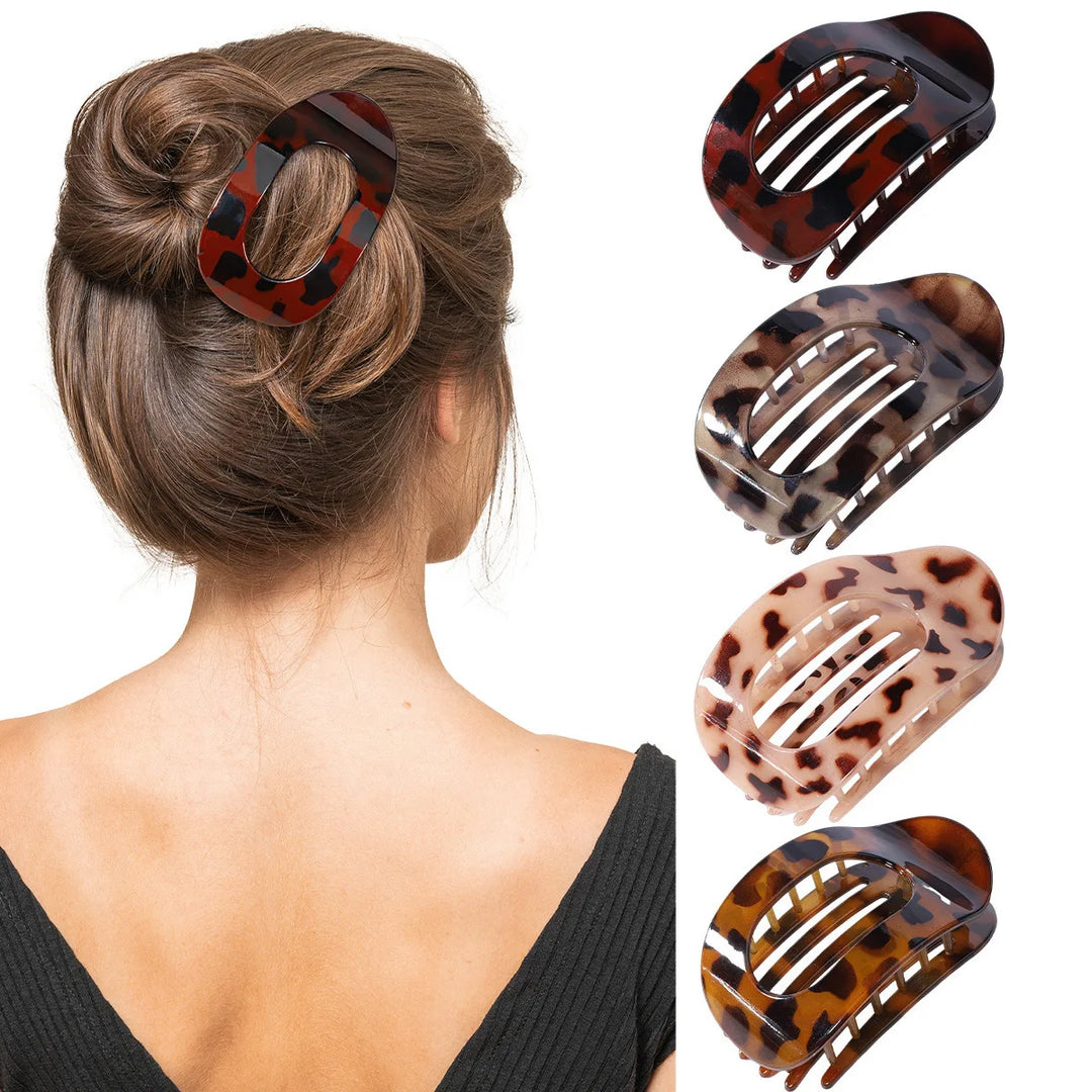 Brenda™ | Fashion Oval Flat Hair Claw Clips for Women Matte Duckbill Clip Back-of-Head Bun Hair Accessories Simple Clip Hair Ornament