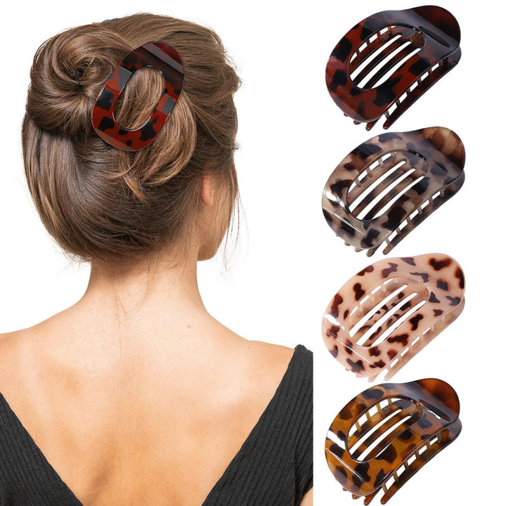 Brenda™ | Fashion Oval Flat Hair Claw Clips for Women Matte Duckbill Clip Back-of-Head Bun Hair Accessories Simple Clip Hair Ornament