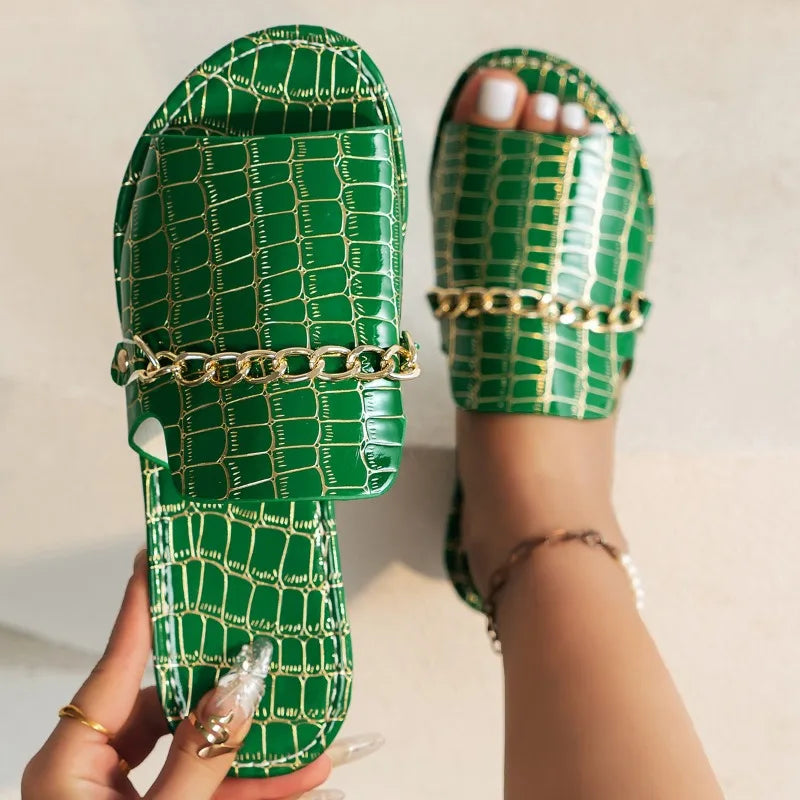 Sophia Croc Skin Sandals