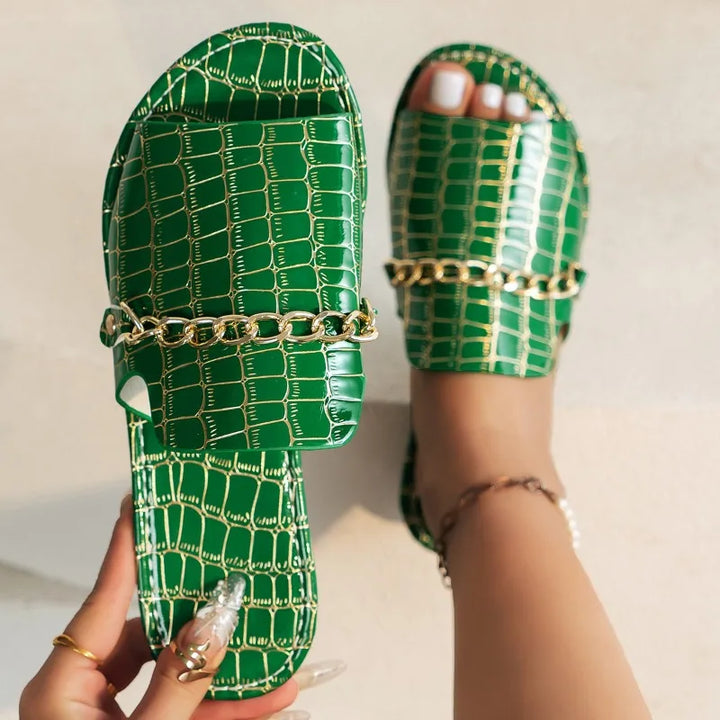 Sophia Croc Skin Sandals