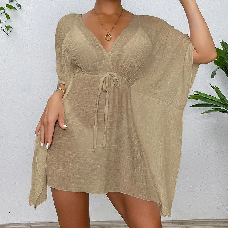 Elona | Summer Beachy Cover Up BIKINI Women Beach Dress Cover-Ups Swimsuit Fashion Loose Solid Beachwear Bathing Suit