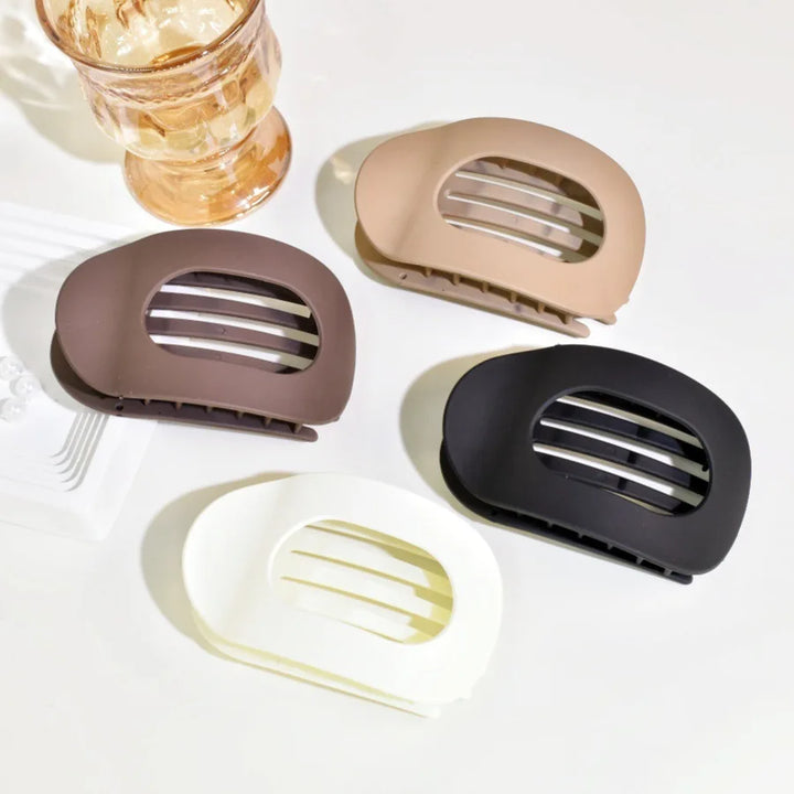 Brenda™ | Fashion Oval Flat Hair Claw Clips for Women Matte Duckbill Clip Back-of-Head Bun Hair Accessories Simple Clip Hair Ornament