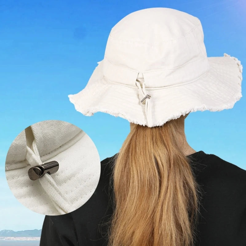 Sophie™ | Bucket Hat for Adult Teenagers Wide Brim Foldable Soft Fisherman Hat Spring Summer Anti-uv Hat Frayed Edge Design