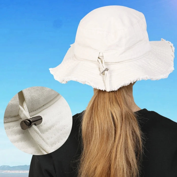 Sophie™ | Bucket Hat for Adult Teenagers Wide Brim Foldable Soft Fisherman Hat Spring Summer Anti-uv Hat Frayed Edge Design