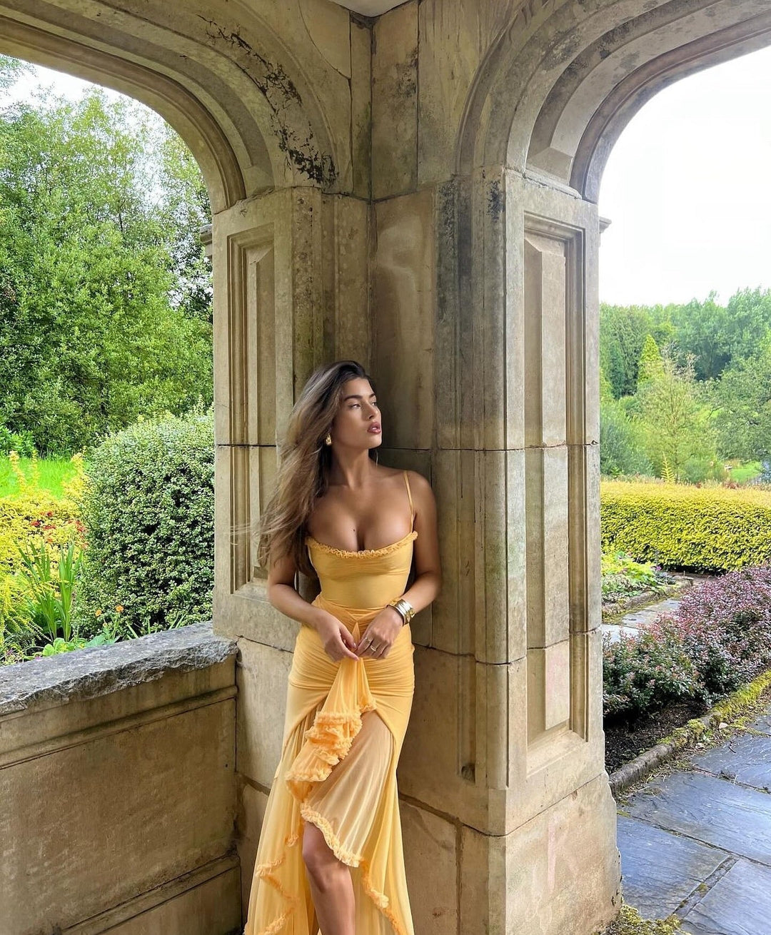 Fauna | Ruched Ruffle Dovetail Party Dress