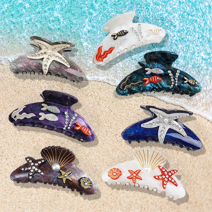 Marlee™ | Beach Starfish Series Collection Hair Claw Colorful Fish Seaweed Starfish Crab Hair Clip Shark Clip for Woman Hair Accessory
