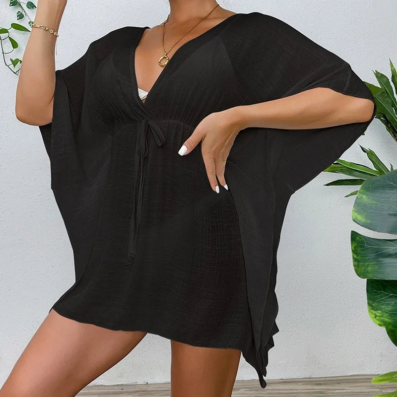Elona | Summer Beachy Cover Up BIKINI Women Beach Dress Cover-Ups Swimsuit Fashion Loose Solid Beachwear Bathing Suit