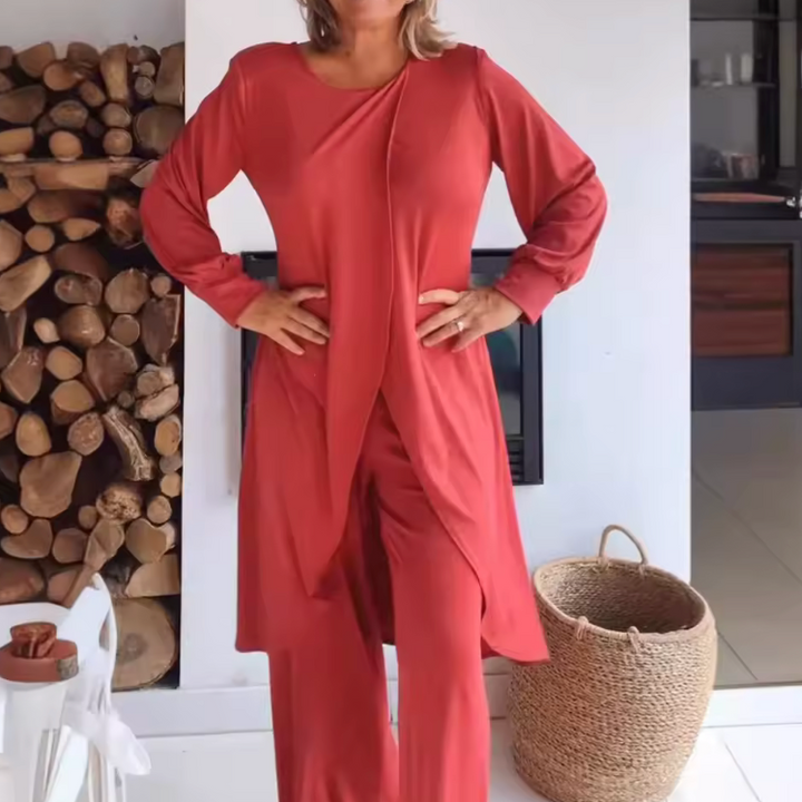 Danielle | Women's Two-Piece Lounge Set Long Sleeve Top & Wide-Leg Trousers
