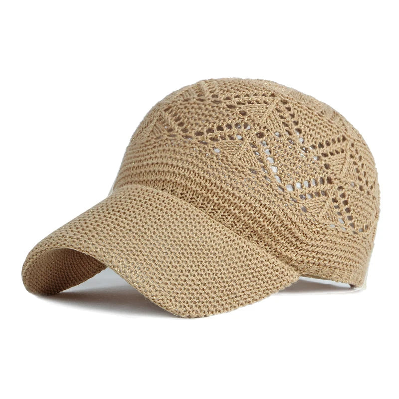 Tess™ | Summer Women Hollow Baseball Cap Breathable Knitting Caps Holiday Mesh Hats Adjustable Cap Sun Hat Gorras