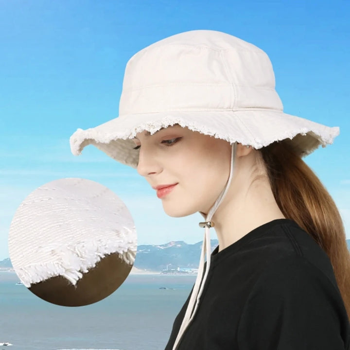 Sophie™ | Bucket Hat for Adult Teenagers Wide Brim Foldable Soft Fisherman Hat Spring Summer Anti-uv Hat Frayed Edge Design