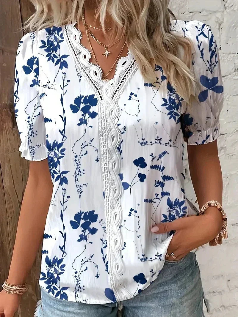 Joann™ | Floral Lace V-Neck Blouse
