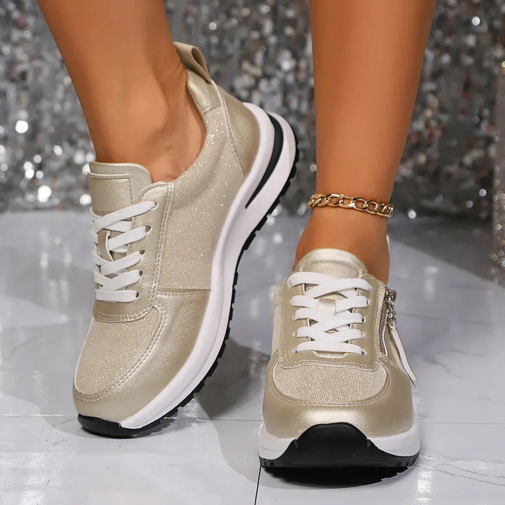 Sienna | Women's Metallic Lace Up Side Zip Platform Sneakers