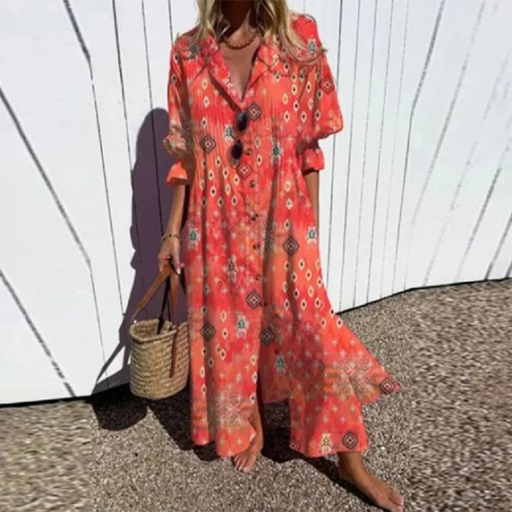 Aspen | Women's Floral Button-Front Maxi Dress - White - Image 3