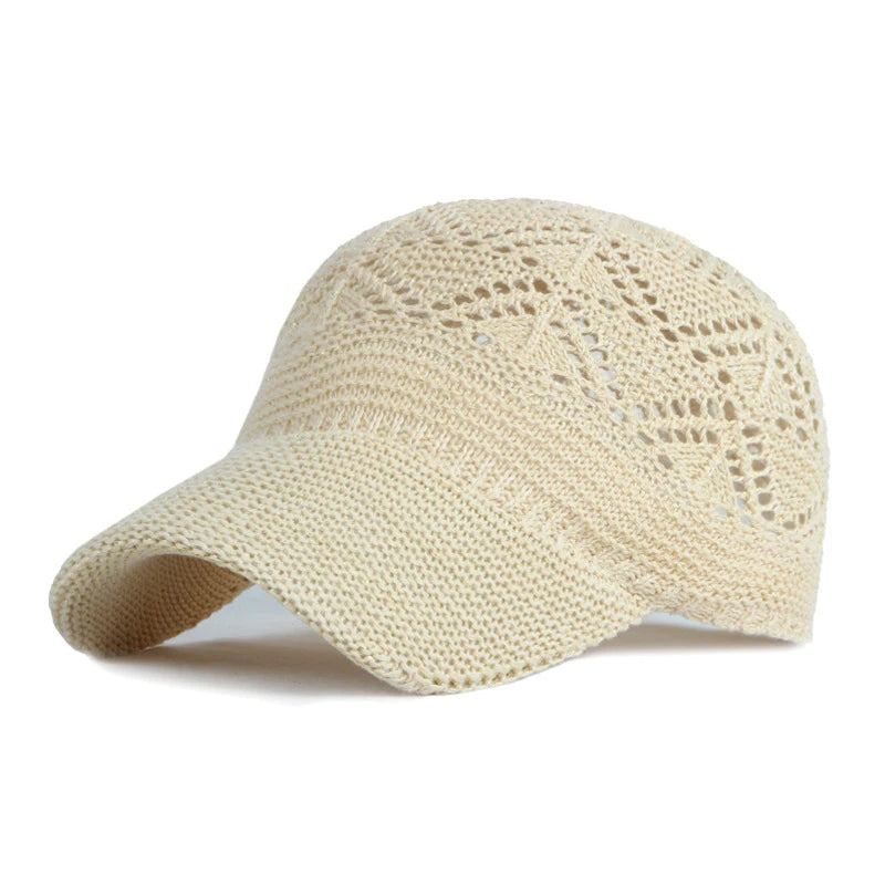 Tess™ | Summer Women Hollow Baseball Cap Breathable Knitting Caps Holiday Mesh Hats Adjustable Cap Sun Hat Gorras
