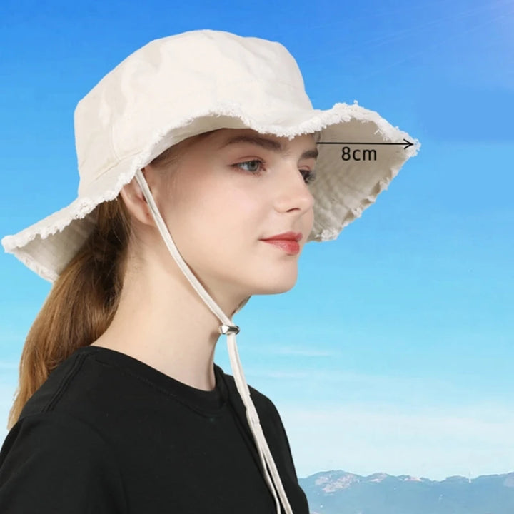 Sophie™ | Bucket Hat for Adult Teenagers Wide Brim Foldable Soft Fisherman Hat Spring Summer Anti-uv Hat Frayed Edge Design