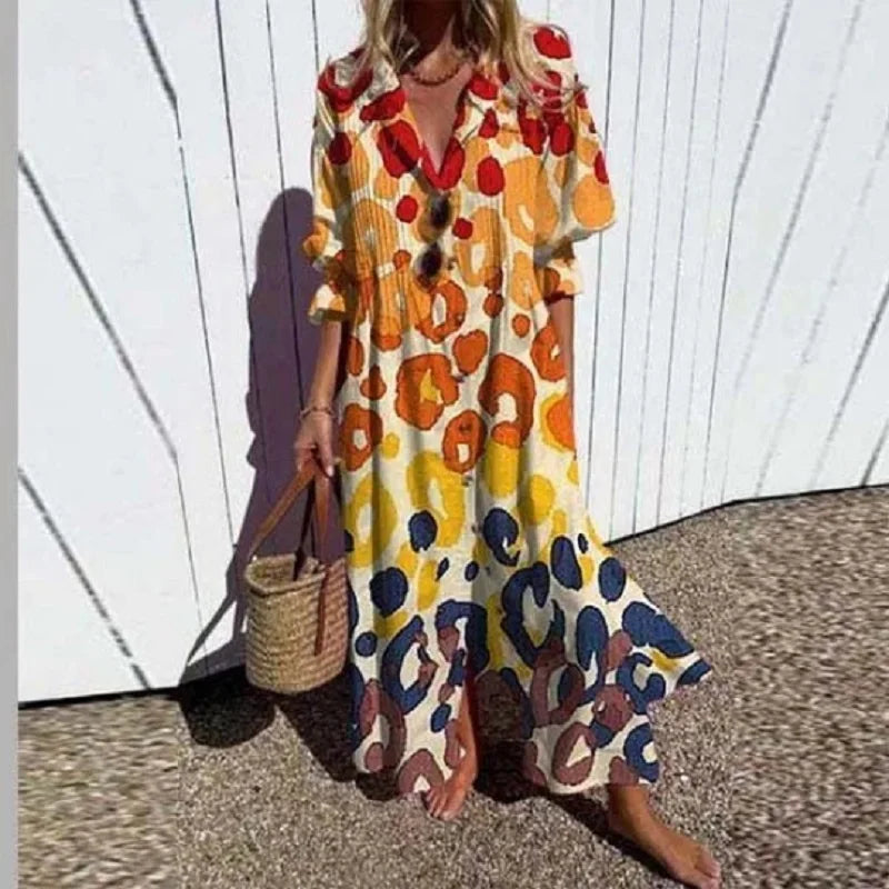 Aspen | Women's Floral Button-Front Maxi Dress - White - Image 7