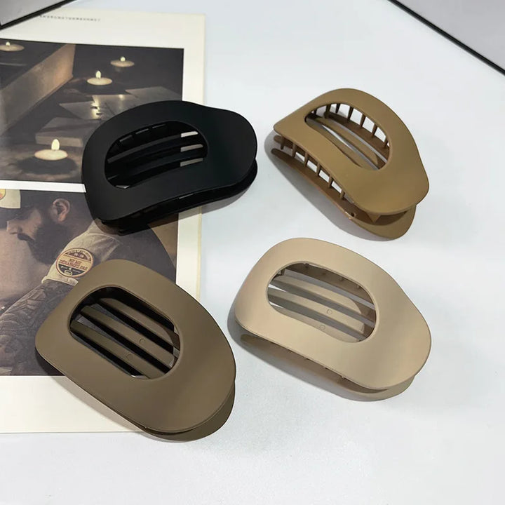 Brenda™ | Fashion Oval Flat Hair Claw Clips for Women Matte Duckbill Clip Back-of-Head Bun Hair Accessories Simple Clip Hair Ornament