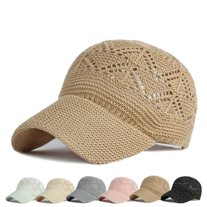 Tess™ | Summer Women Hollow Baseball Cap Breathable Knitting Caps Holiday Mesh Hats Adjustable Cap Sun Hat Gorras