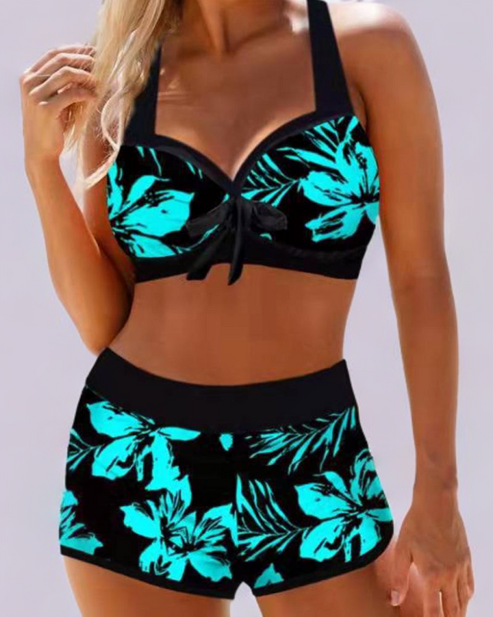 Cherry™ | High Waist Swimsuit with Floral Print