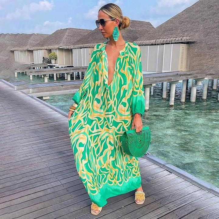 Jana | Vibrant Abstract Maxi Kaftan Dress