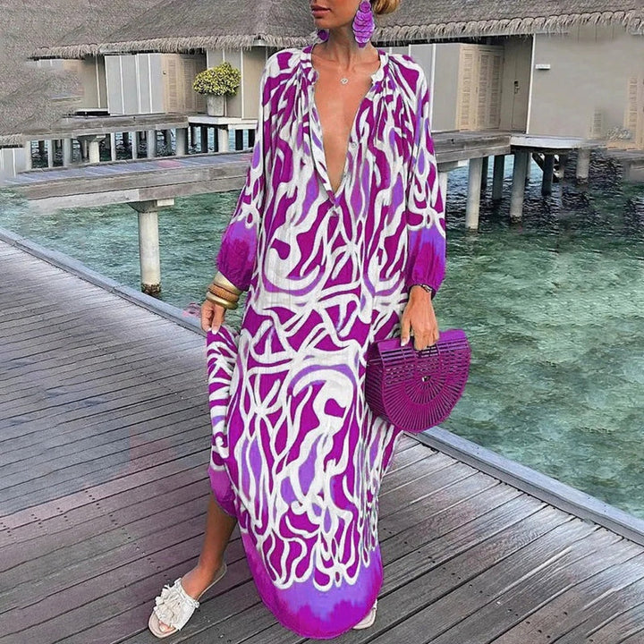 Jana | Vibrant Abstract Maxi Kaftan Dress