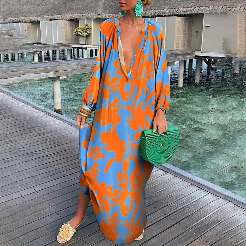 Jana | Vibrant Abstract Maxi Kaftan Dress