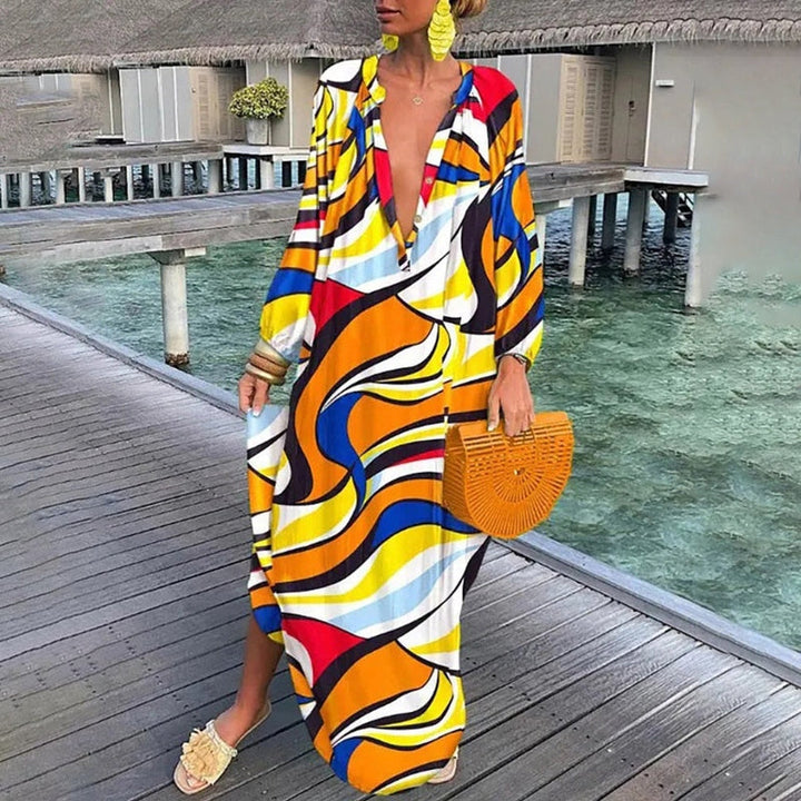 Jana | Vibrant Abstract Maxi Kaftan Dress