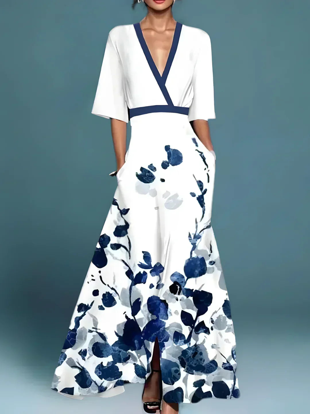 Laure™ | Elegant Floral Wrap Dress