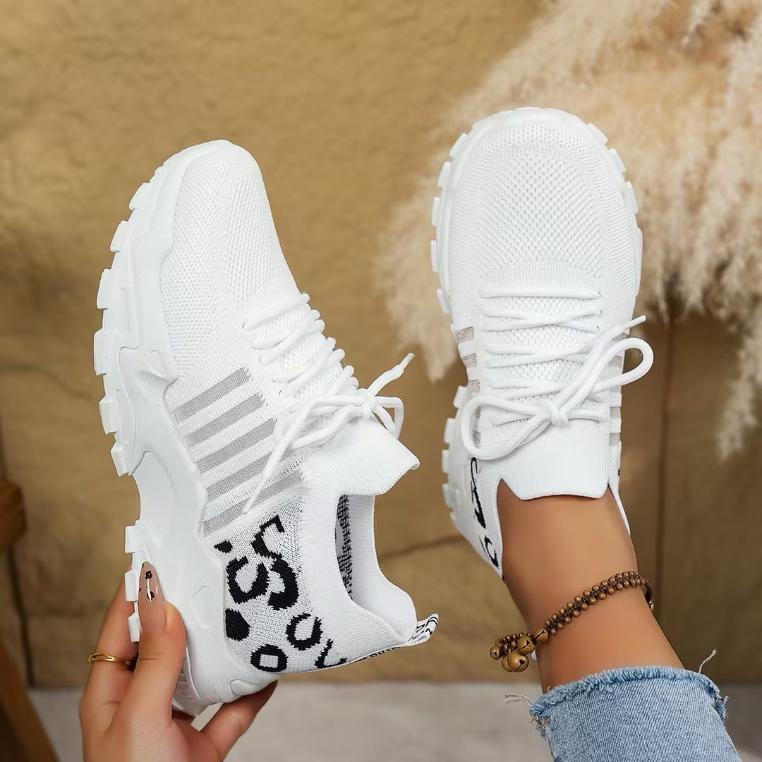 Aura | Women's Knit Mesh Lace-Up Chunky Sole Trainers