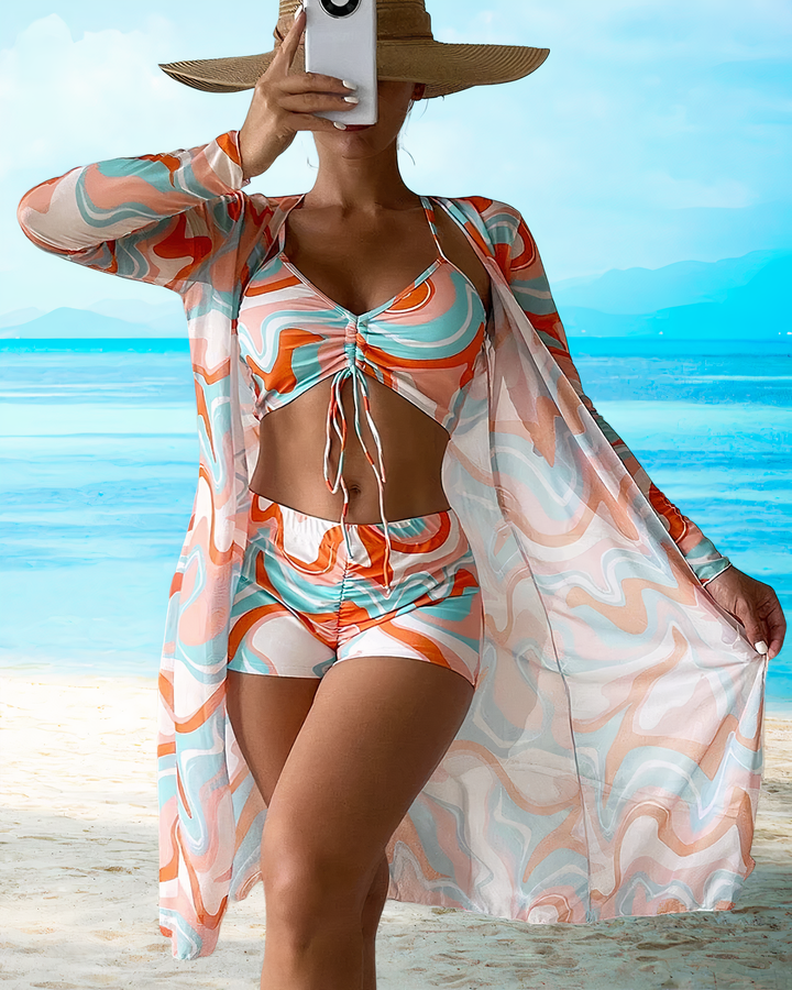 Amalfi™ | High-Waist Bikini Set with Cover-Up
