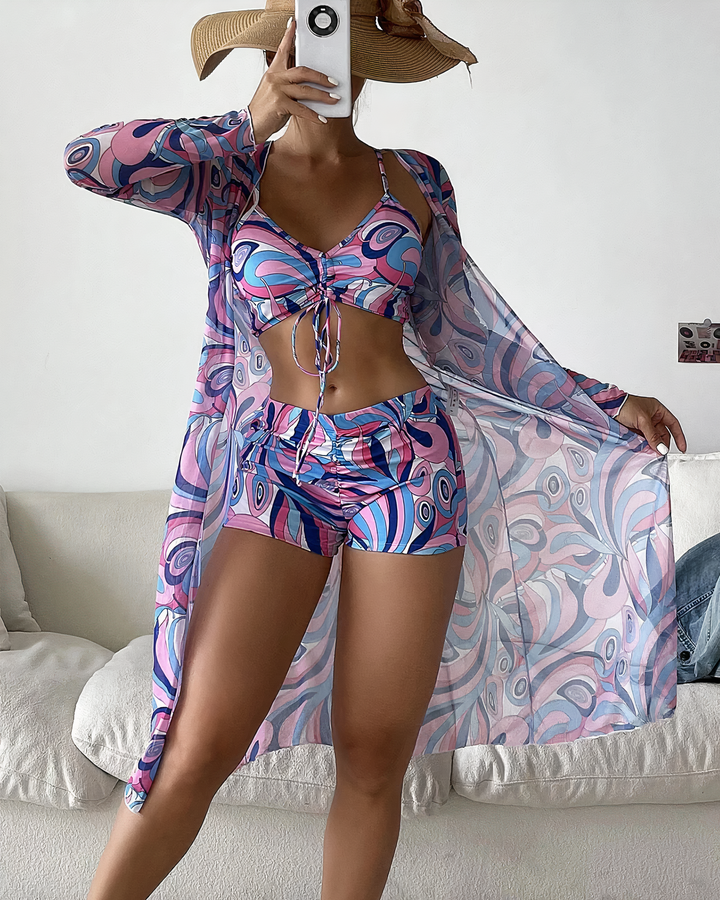 Amalfi™ | High-Waist Bikini Set with Cover-Up